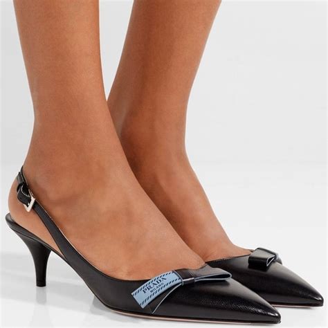 prada logo bow leather slingback pump|prada kitten heel boots.